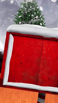 Animation of road sign with copy space over snow globe on grey background