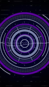 Data processing and purple data loading icon on black background