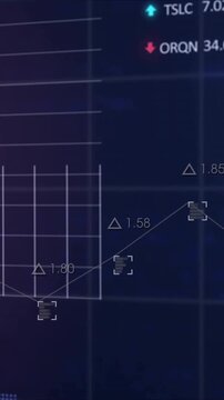 Animation of financial data processing on grid over black background