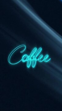 Animation of coffee text over blue shapes moving