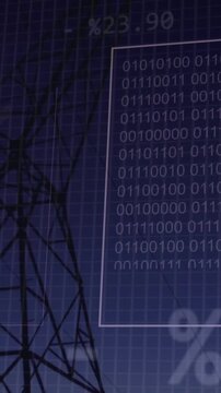 Animation of data processing over electricity pylon