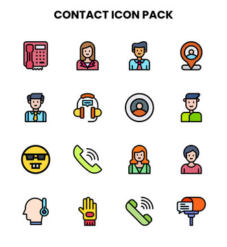 Contact Lineal Color Bundle Icons Pack