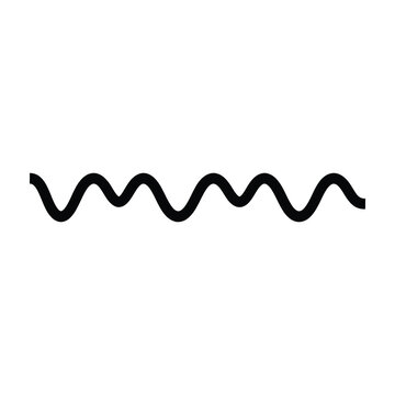 Black wavy line pattern on white background, continuous zigzag curve shape, simple abstract design element, squiggle symbol