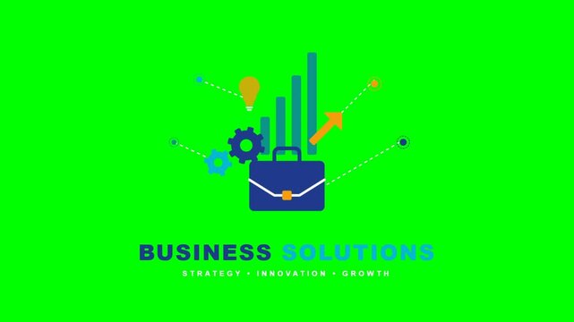 Business growth concept with briefcase and analytical charts on green