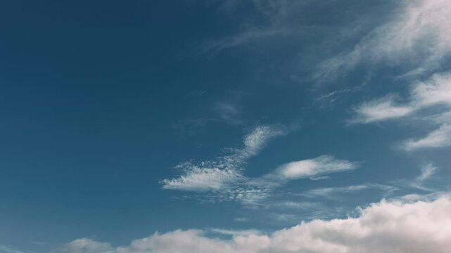 Blue sky with thin, high-altitude clouds drifting across the sky
