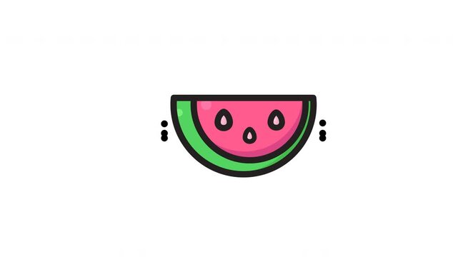 Pink, red, green, black watermelon slice graphic art for versatile use in stationery, packaging, websites, and summerthemed designs.