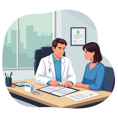 Fototapeta premium Doctor Consultation And Patient Discussion In Clinic