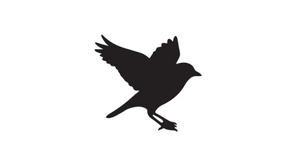 Obraz premium Black bird silhouette flying with wings spread isolated on white background