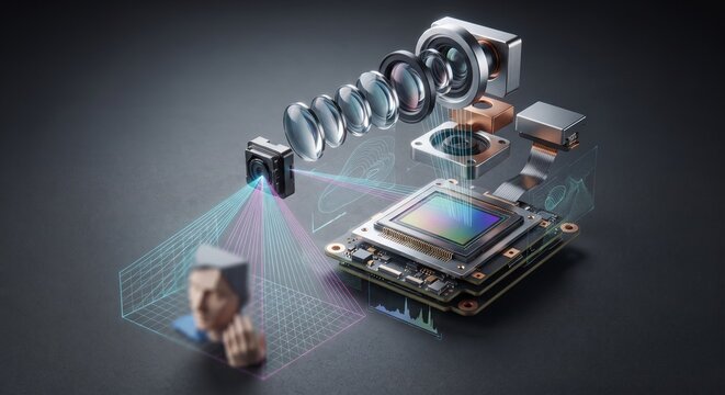 Exploded Smartphone Depth Camera System for AI Image Processing
