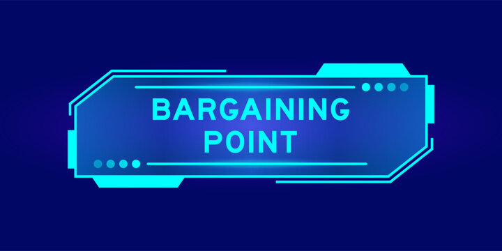 Futuristic hud banner that have word bargaining point on user interface screen on blue background