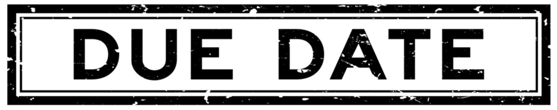 Grunge black word due date square rubber seal stamp on white background