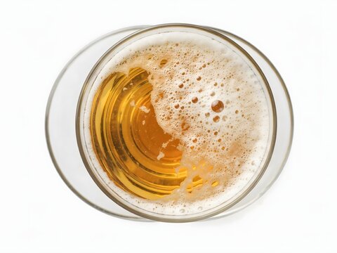 Close-up of a glass of beer with foam on top, refreshing drink