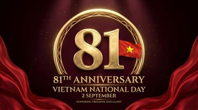 81st Vietnam National Day Celebration With Golden Number