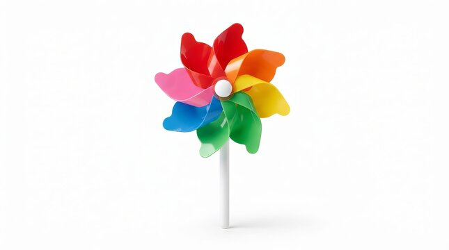 Colorful Rainbow Pinwheel Toy Isolated on White Background