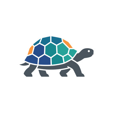 Stylized Turtle Logo: Geometric Shell with Hexagon Pattern