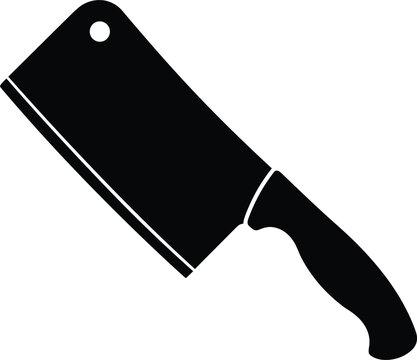 Butcher cleaver knife black silhouette icon for meat cutting preparation culinary tools and kitchen equipment vector illustration