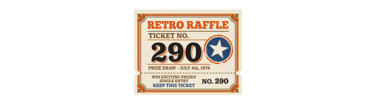 Retro Raffle Ticket Number 290 Isolated Transparent Background
