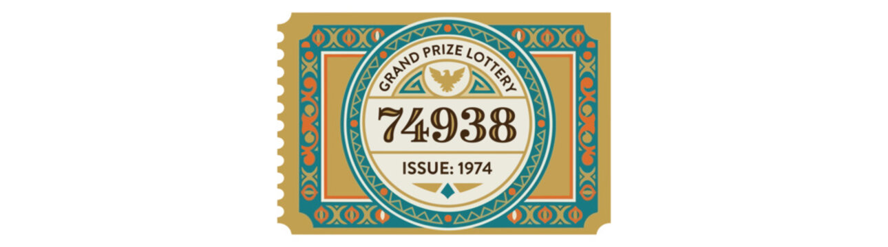 Vintage Lottery Ticket "Grand Prize Lottery" Isolated Transparent Background