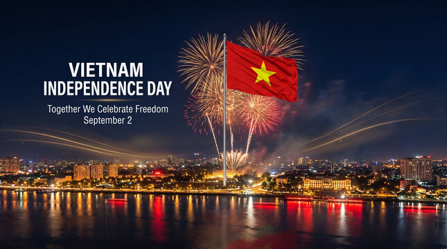 Vietnam Independence Day Night Celebration With Fireworks