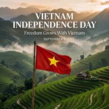 Vietnam Independence Day Rice Terrace Mountain Celebration Poster