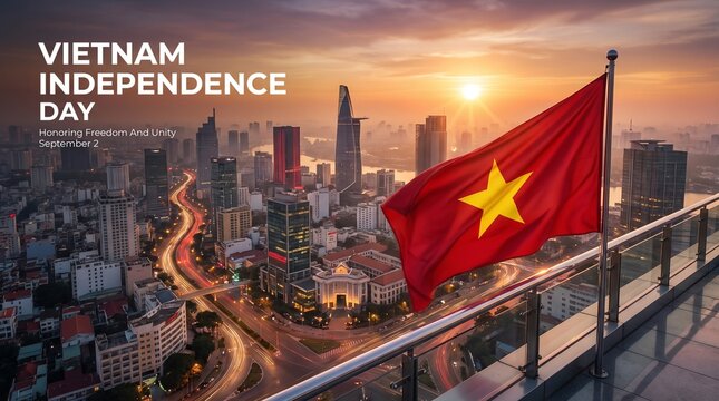 Vietnam Independence Day Modern City Aerial Celebration Poster