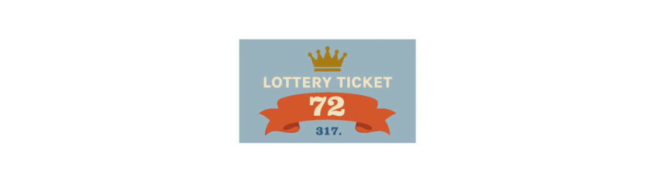 Vintage Lottery Ticket Isolated Transparent Background Number 72 Crown