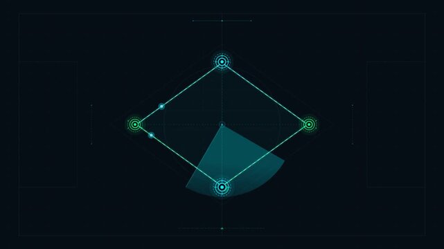 Futuristic HUD radar interface scanning a diamond shaped sports field