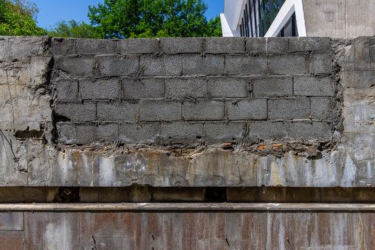Weathered Concrete Wall brick repaired part