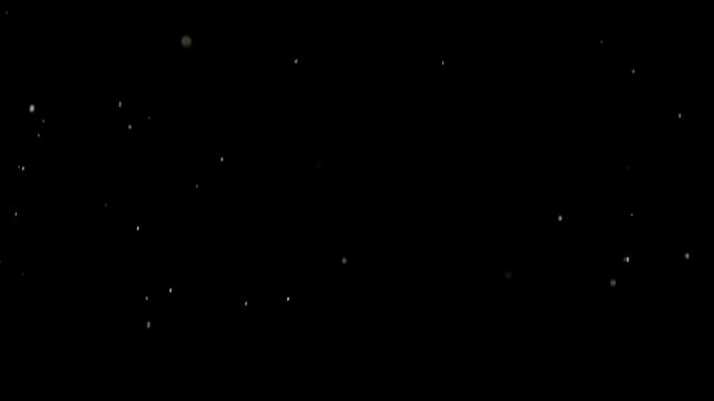 Super slow motion video at 1000 fps showing tiny particles floating and moving through the air against a black background, revealing intricate motion and atmospheric detail.