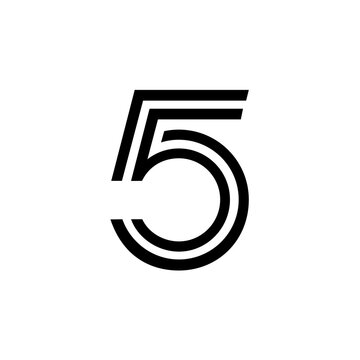 Modern Abstract Geometric Number 5 Logo Design Vector