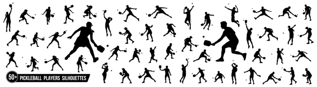 Male and female pickleball player silhouettes
