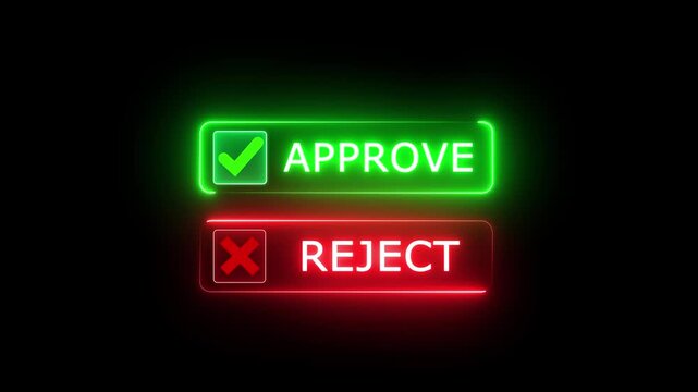Choices between right and wrong symbols concept on the transparent background. Yes or No decisions, crisis decision making. Motion graphics of approve or reject concept. Animation of 4k video.