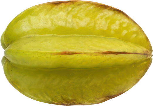Whole yellow starfruit carambola isolated on black.