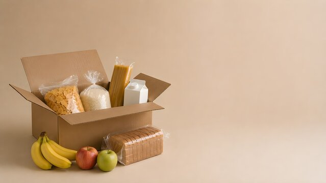 Family Grocery Assistance Box with Essential Food