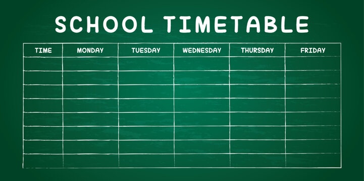 school time table on school blackboard background for kids vector illustration