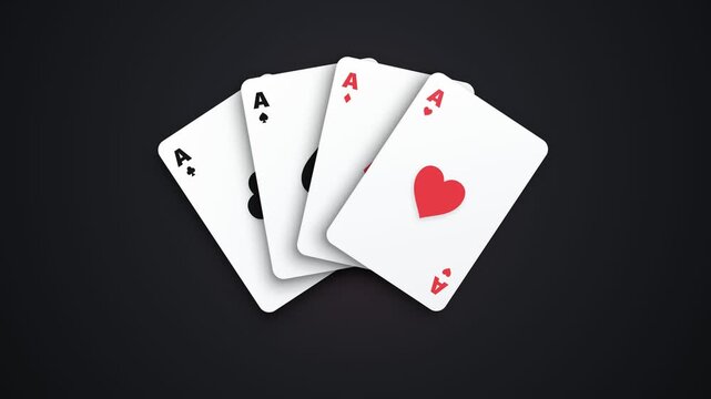 Animated Four Playing Cards Stock
