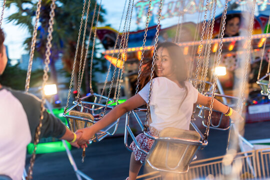 Joyful ride at amusement park