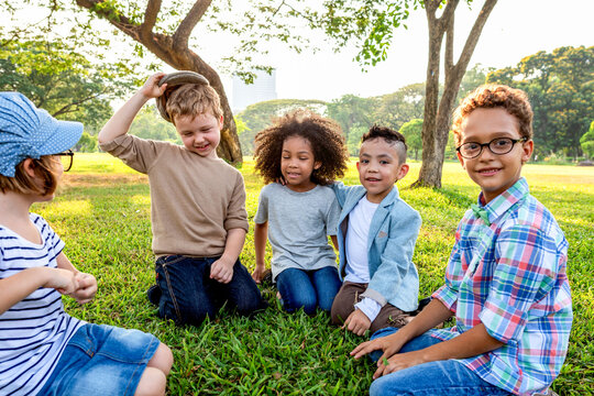 Children playing in sunny park