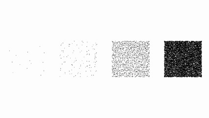 Fototapeta premium Four stages of data density showing increasing point concentration on a white background density points gradient progression minimalist