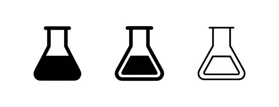 Laboratory flask chemistry science icons