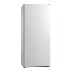 Fototapeta premium A sleek and modern white refrigerator standing against a solid black background