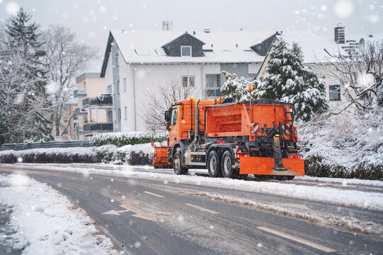 Winter &ndash; snow clearing on the road. Winter road maintenance.