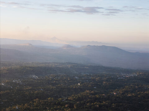 Landscape in Nicaragua at sunset time