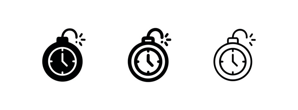 Bomb timer and countdown clock icon set