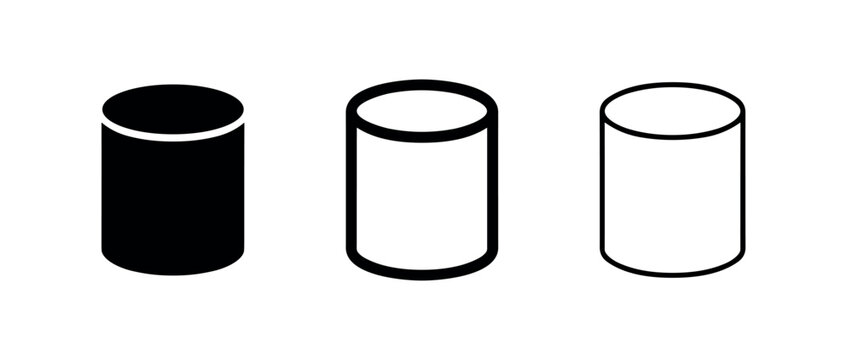 3D Geometric Cylinder Shape Icon Set for Technical and Educational Design