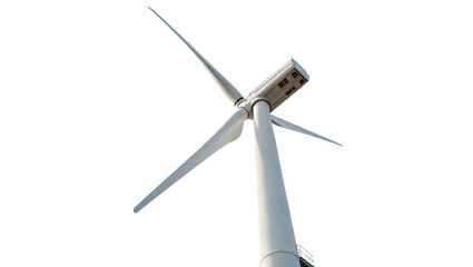 Modern white wind turbine generator model for clean renewable energy isolated on transparent background © Raya Richards