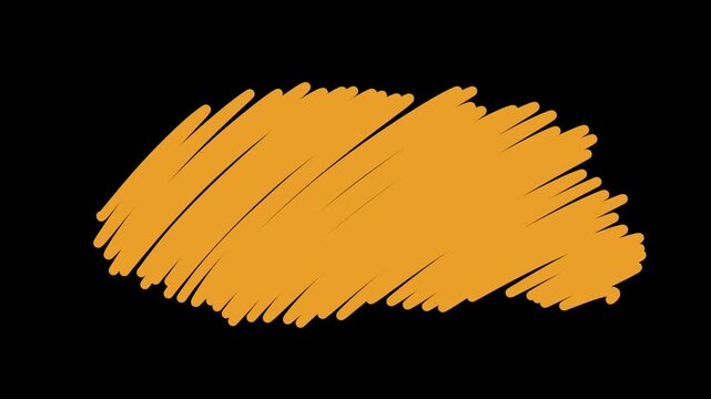Orange diagonal paint scribble transition on black background animation
