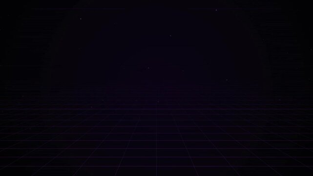 Futuristic Digital Cyber Space with Neon Purple Perspective Grid Landscape Background