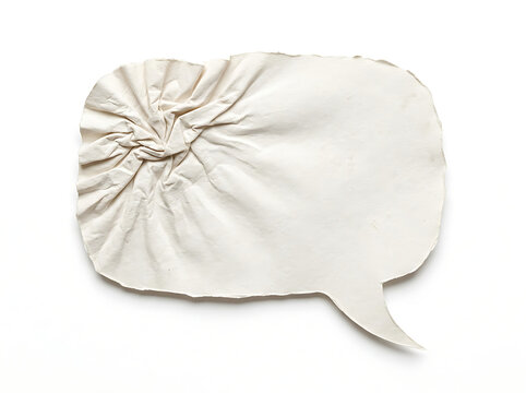Creased white paper speech bubble shape with transparent background transparent background
