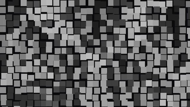 Abstract Monochrome Background Featuring Interlocking Geometric Square Blocks with Varying Grayscale Depths and Minimalist Textured Surface Pattern